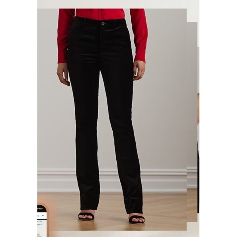 Lauren Ralph Lauren Black‎ Label High Rise Stretch Velvet  Trouser SIZE 4 Black - Picture 3 of 16
